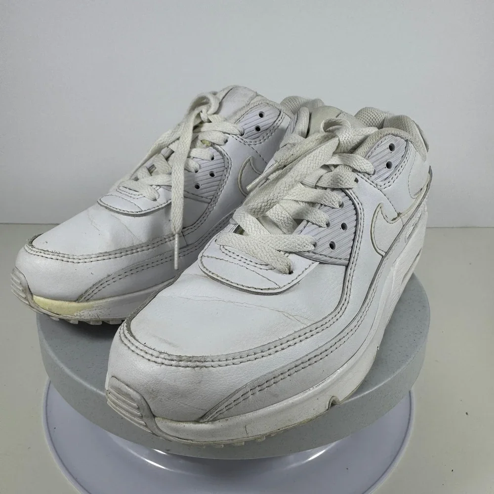 Nike‎ Boys Sneakers Air Max 90 Leather Cushioned Streetwear White US 5.5Y